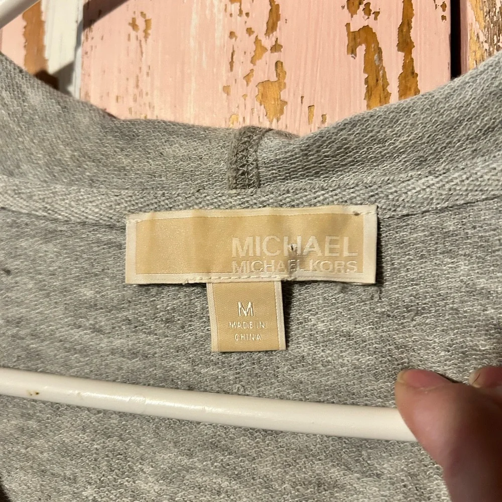 Michael Kors Light Gray Lace-Up Hooded Sweatshirt